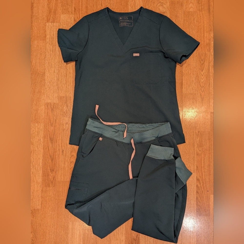 Figs scrub set, size M, dark green